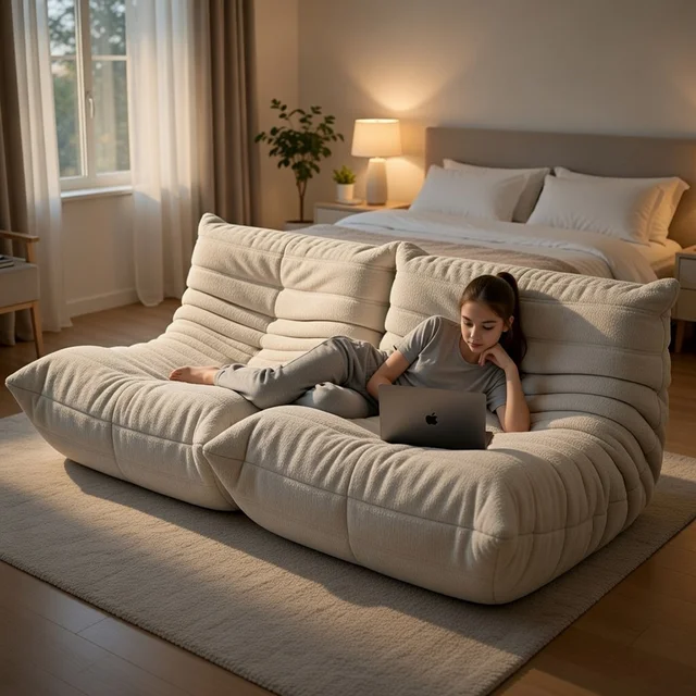 Sofá Puff Salón Gigante Espuma Tela Chenilla